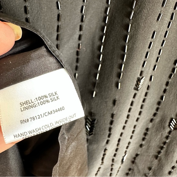 Eileen Fisher Beaded Silk Crepe De Chine Striped Scoop Neck Sz XL DEFECTS - Picture 12 of 12